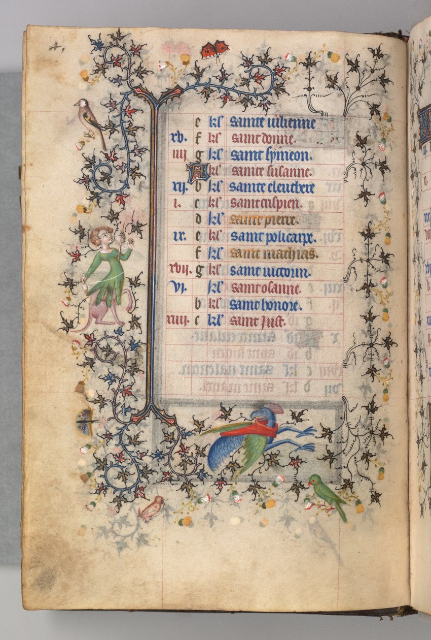 Hours of Charles the Noble, King of Navarre 1361-1425: fol. 2v, February, c. 1405 by Master of the Brussels Initials and Associates
