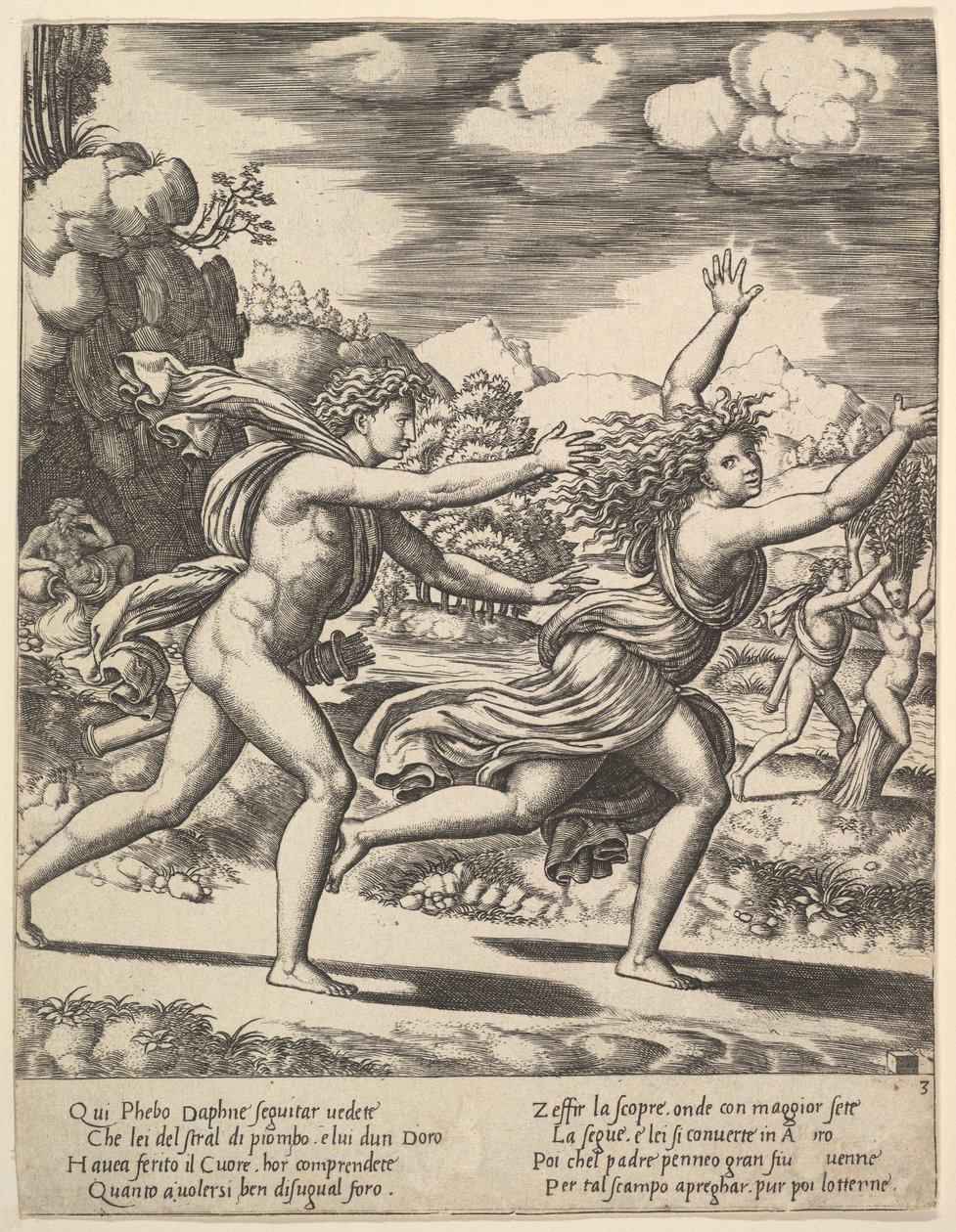 Apollo Chasing Daphne, 1530-60 by Master of the Die