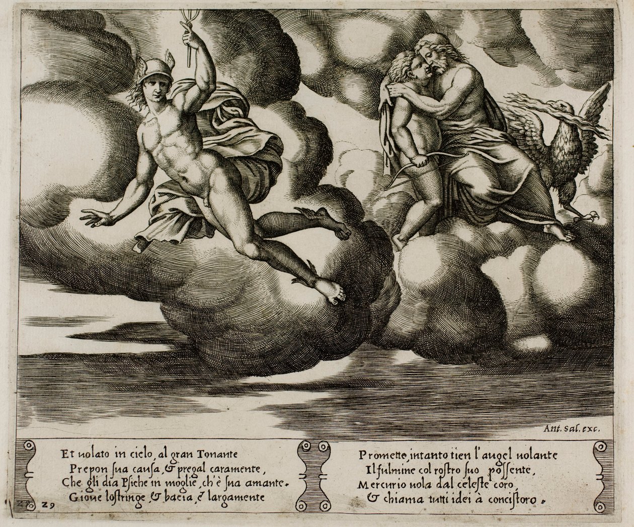 Cupid Begging Jupiter for Mercy for Psyche by Master of the Die