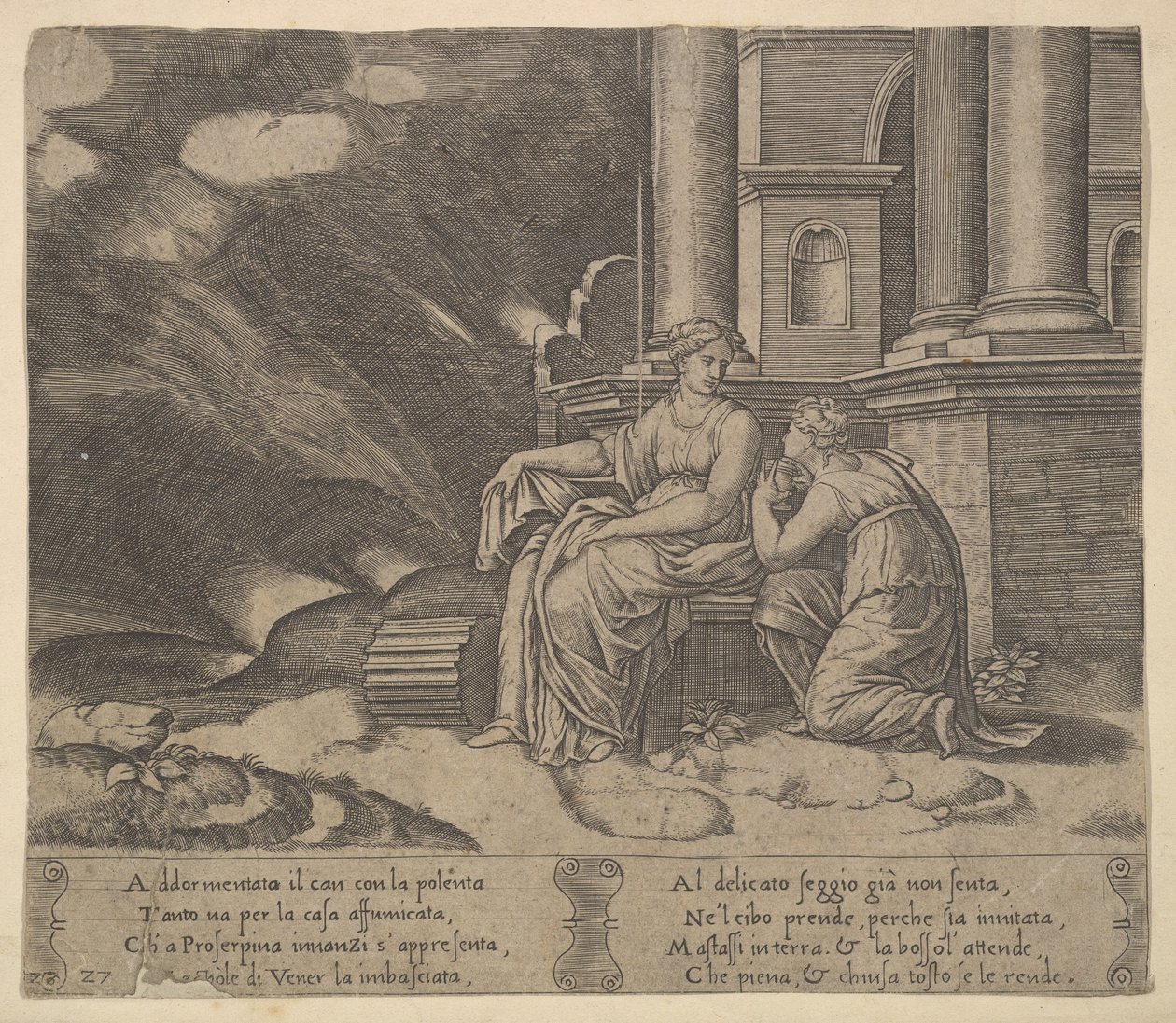 Proserpina Gives Psyche the Box of Beauty (Plate 27) by Master of the Die