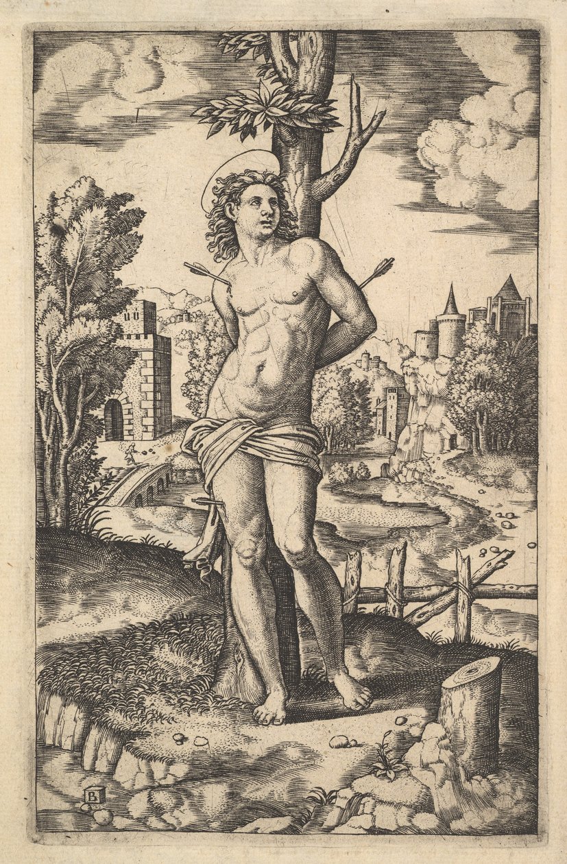Saint Sebastian Tied to a Tree Pierced by Arrows by Master of the Die