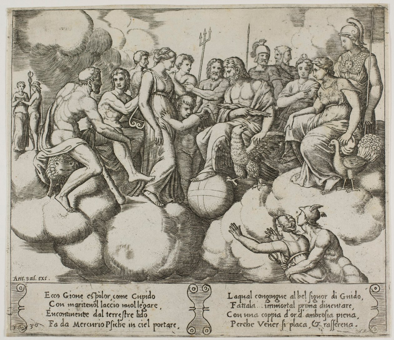 Venus and Cupid Pleading Their Cause in the Presence of Jupiter and Other Gods by Master of the Die