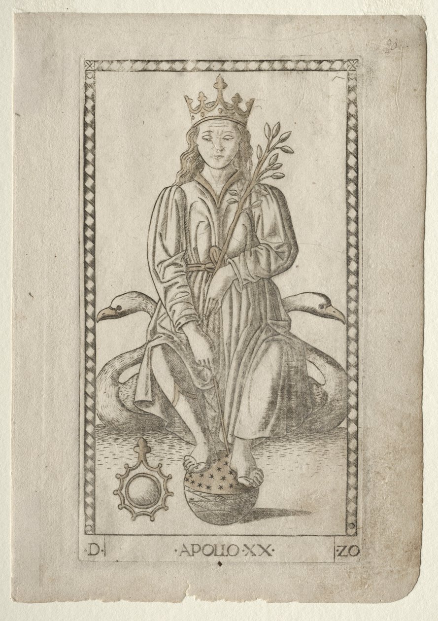 Apollo from the Tarocchi, Series D: Apollo and the Muses, #20 by Master of the E Series Tarocchi
