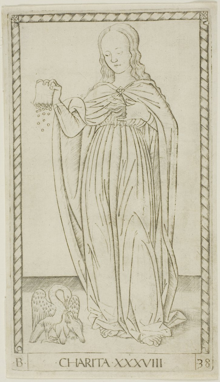 Charity, Plate 38 from Genii and Virtues by Master of the E Series Tarocchi