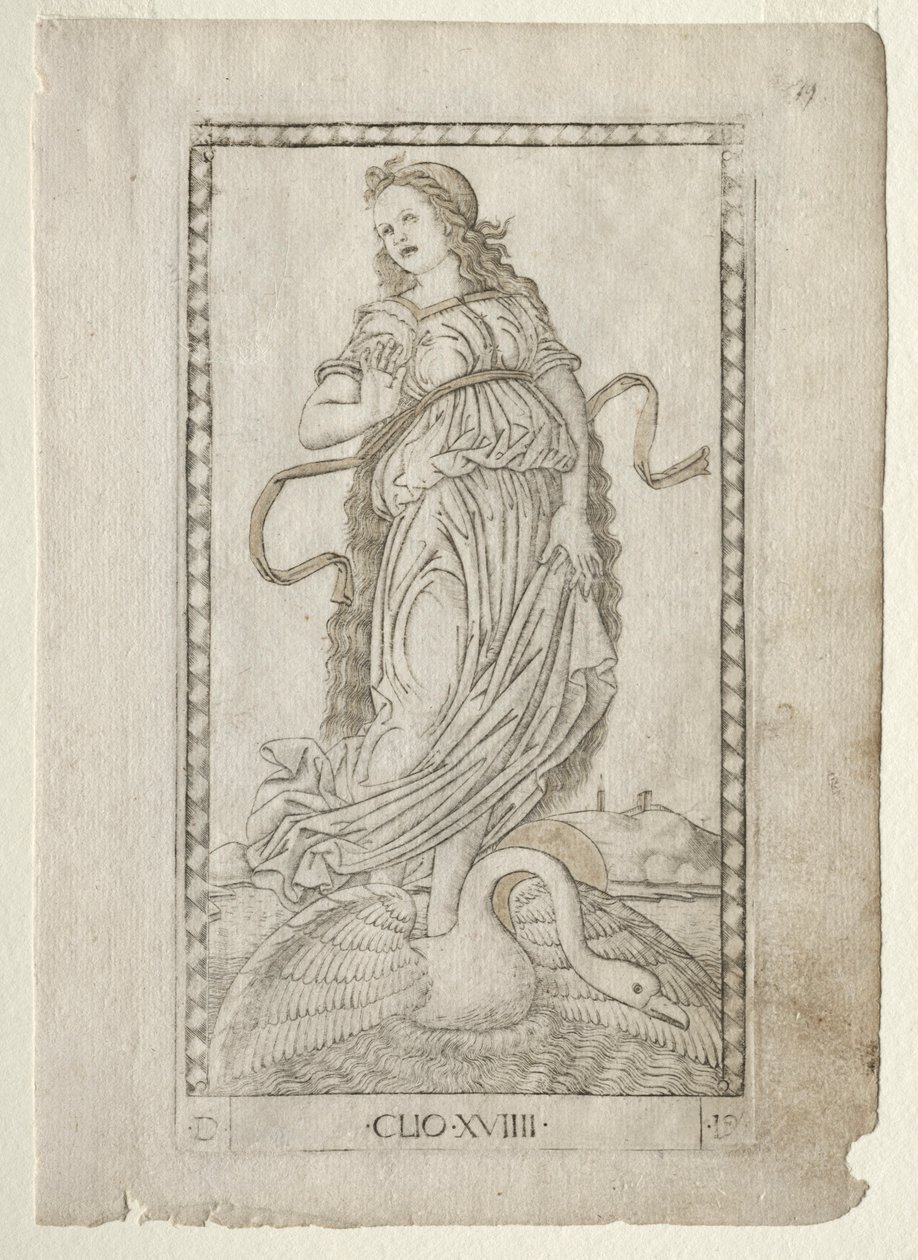 Clio History from the Tarocchi Series D: Apollo and the Muses, #19 by Master of the E Series Tarocchi