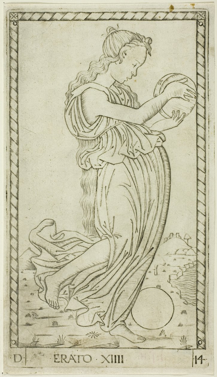 Erato, plate fourteen from Apollo and the Muses by Master of the E Series Tarocchi