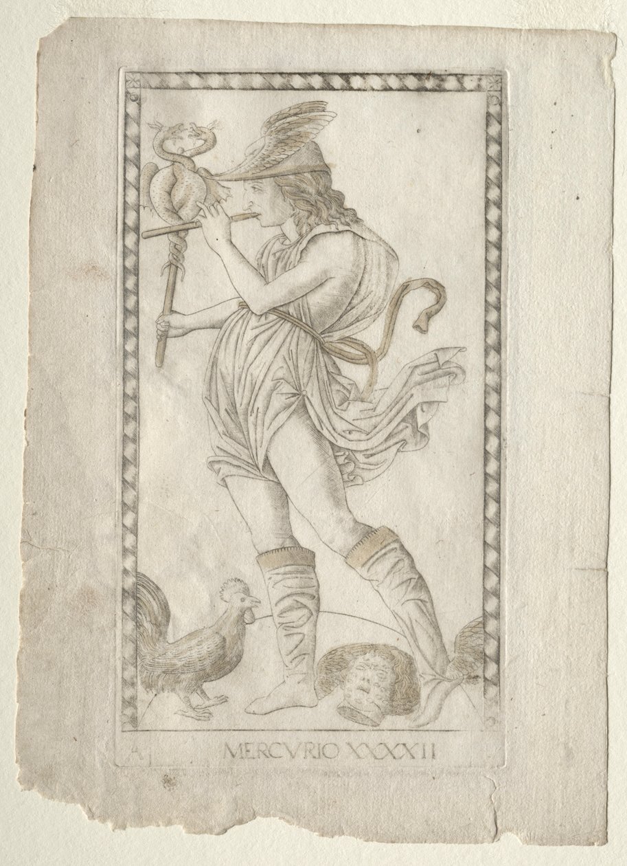 Mercury from the Tarocchi, Series A: Firmaments of the Universe, #42 by Master of the E Series Tarocchi