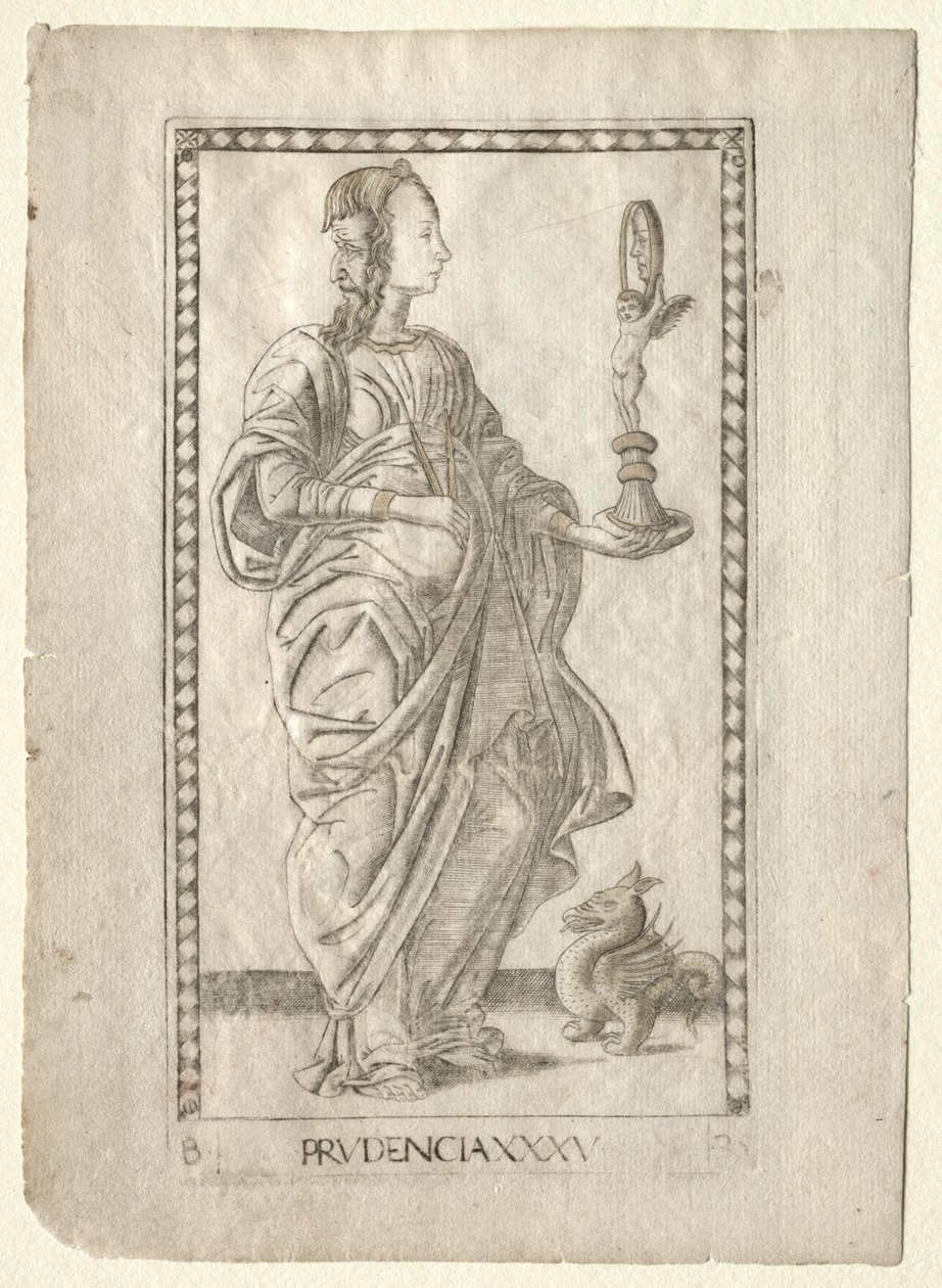 Prudence from the Tarocchi, Series B: Cosmic Principles & Virtues, #35 by Master of the E Series Tarocchi