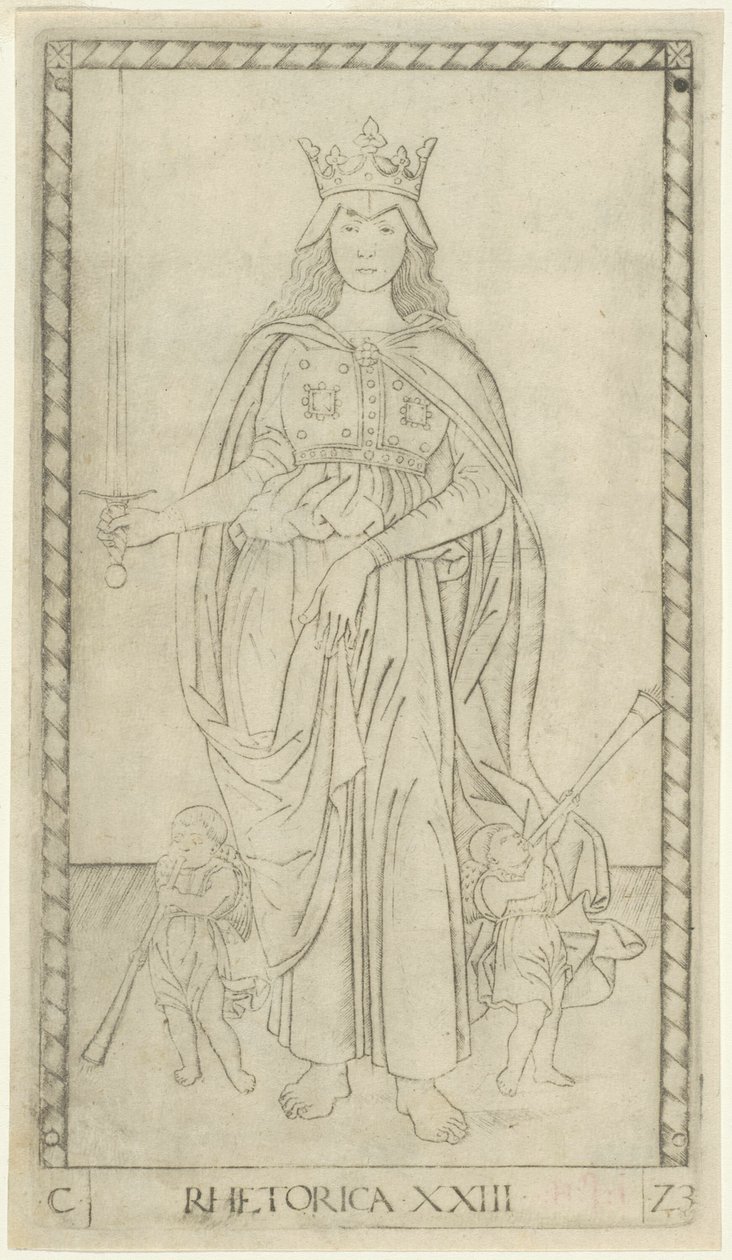 Rhetoric, plate 23 from Arts and Sciences by Master of the E Series Tarocchi