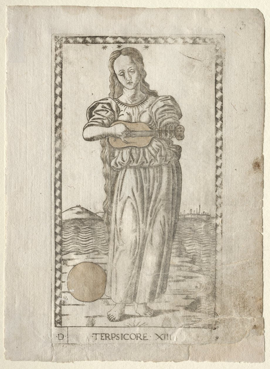 Terpsichore Dancing and Song from the Tarocchi Series by Master of the E-Series Tarocchi