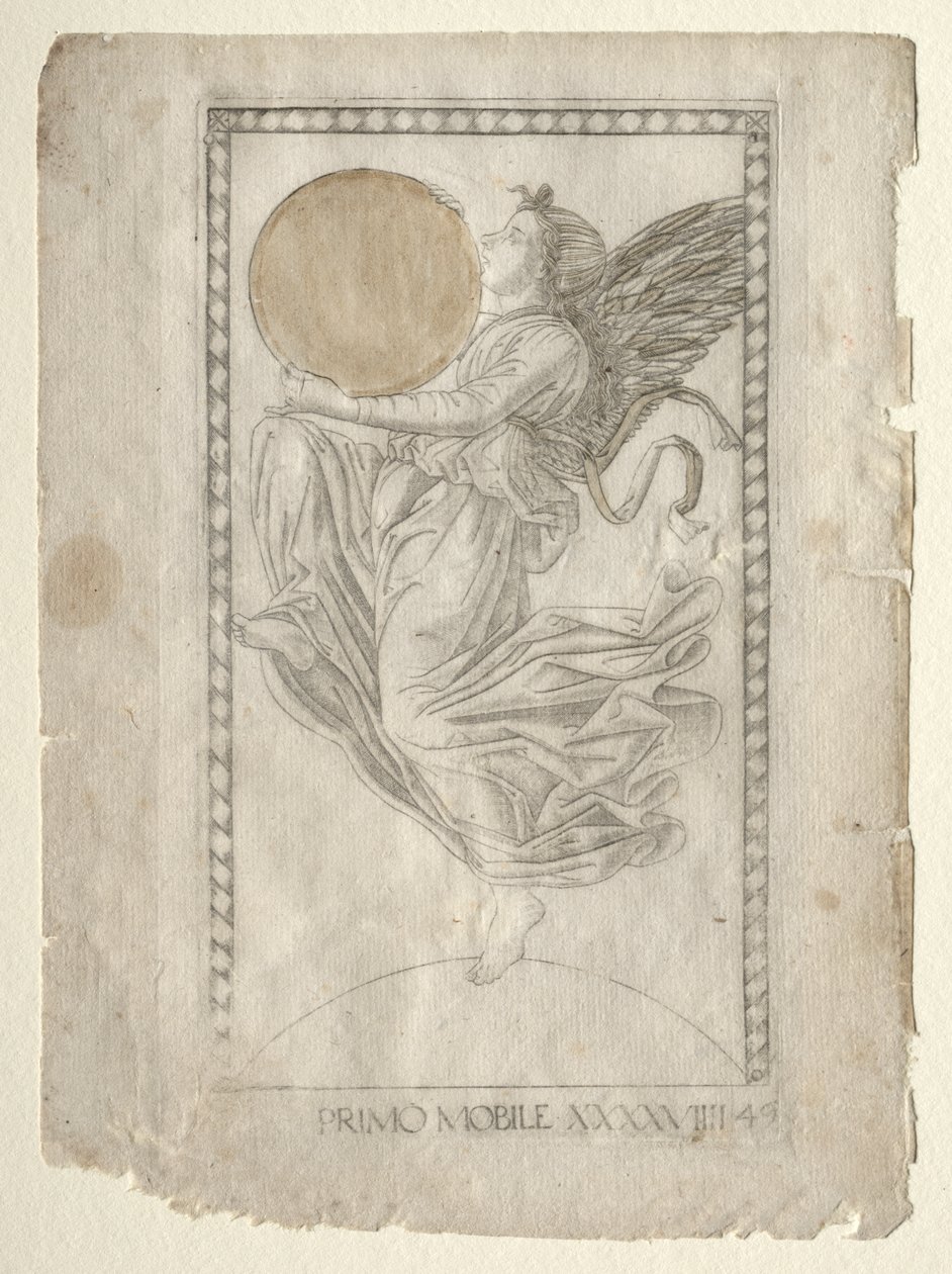 The Angel of the Ninth Sphere (from the Tarocchi, series A: Firmaments of the Universe, #49) by Master of the E Series Tarocchi