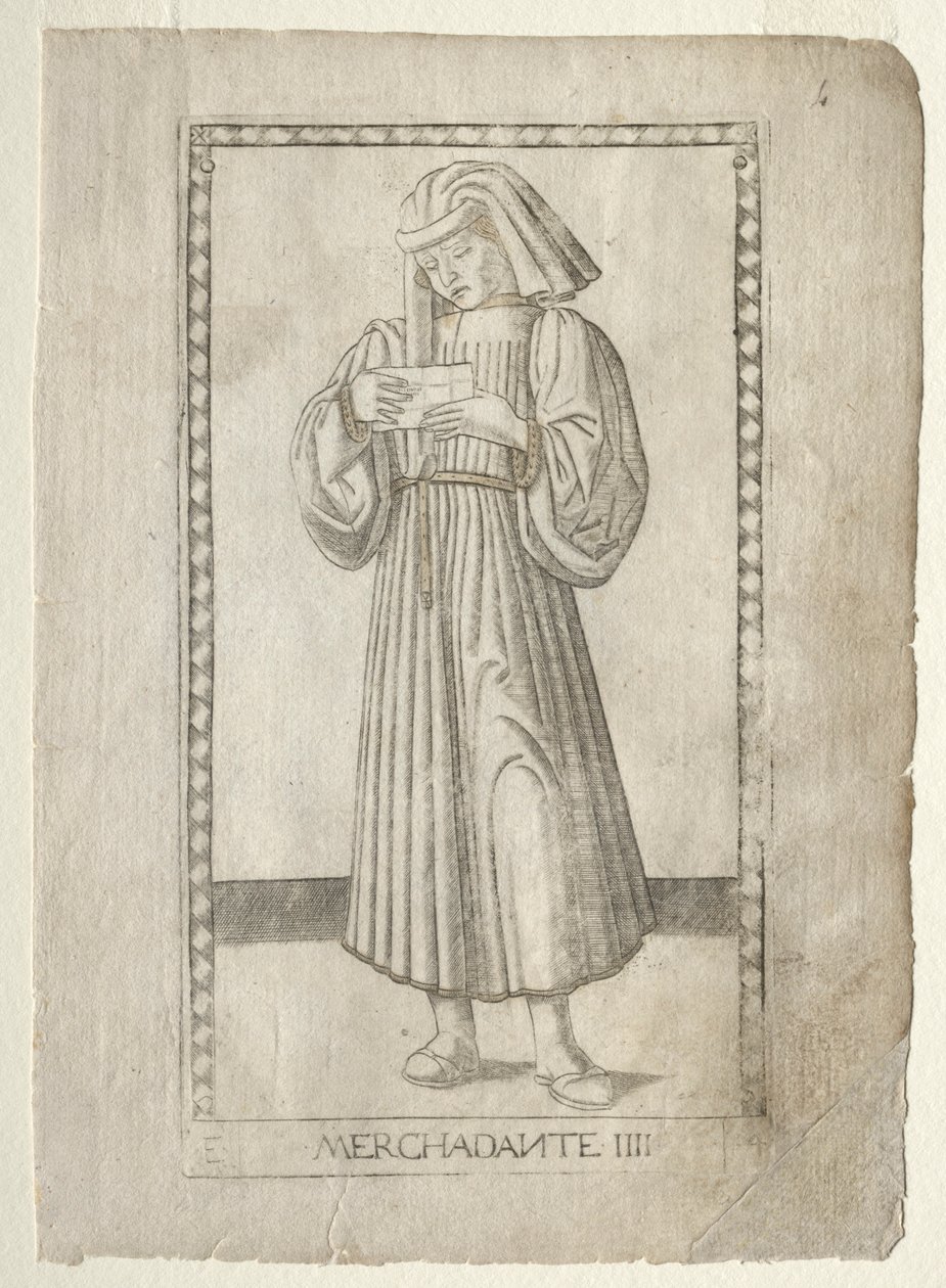 The Merchant from the Tarocchi, Series E: Conditions of Man, #4, Before 1467 by Master of the E Series Tarocchi