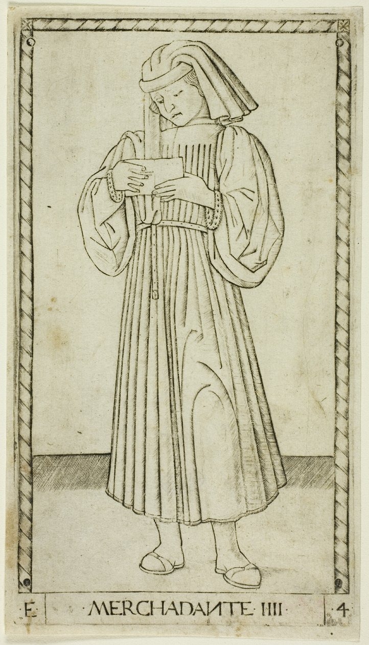 The Merchant, plate four from The Ranks and Conditions of Men by Master of the E Series Tarocchi