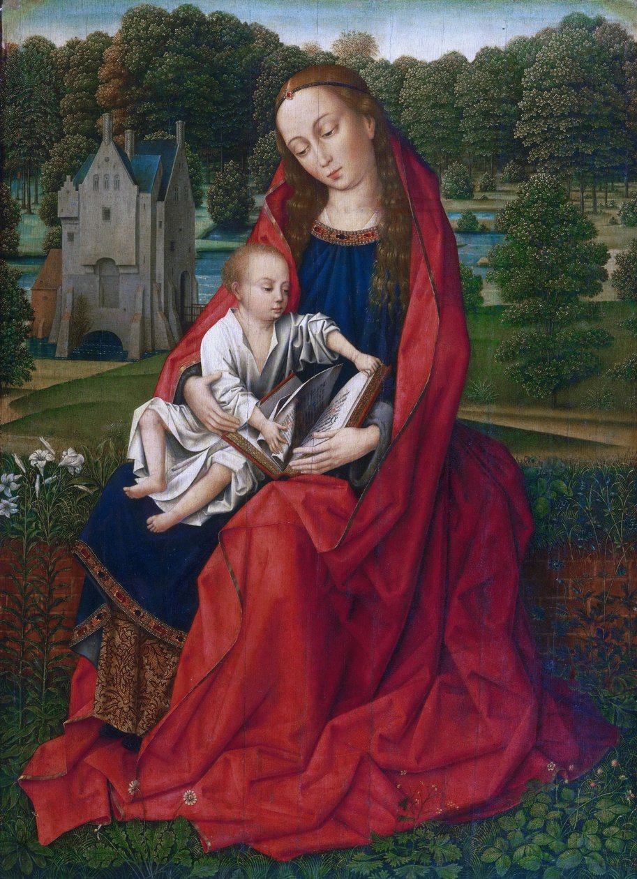 Virgin and Child in a Landscape by Master of the Embroidered Foliage