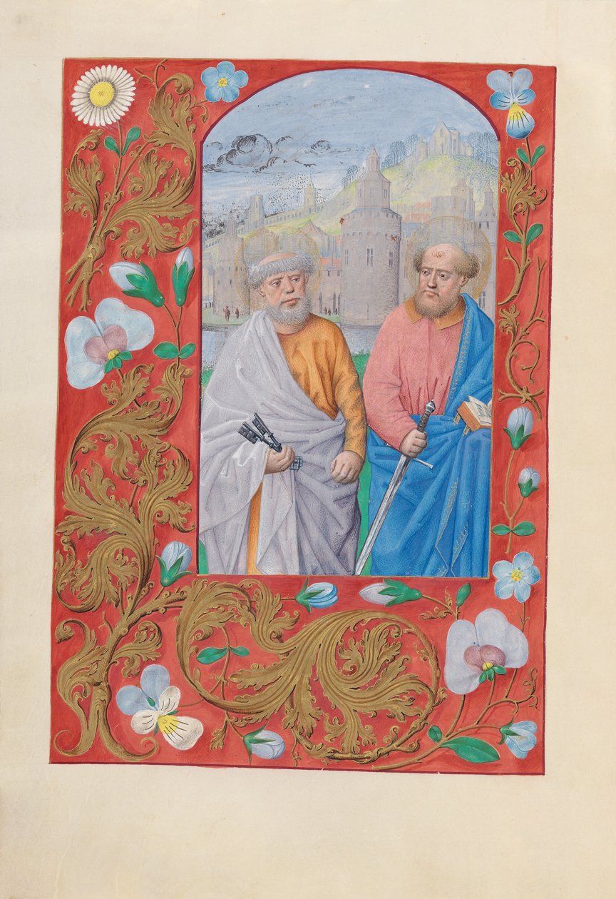 Hours of Queen Isabella the Catholic, Queen of Spain: Fol. 173v, Saints Peter & Paul by Master of the First Prayerbook of Maximillian
