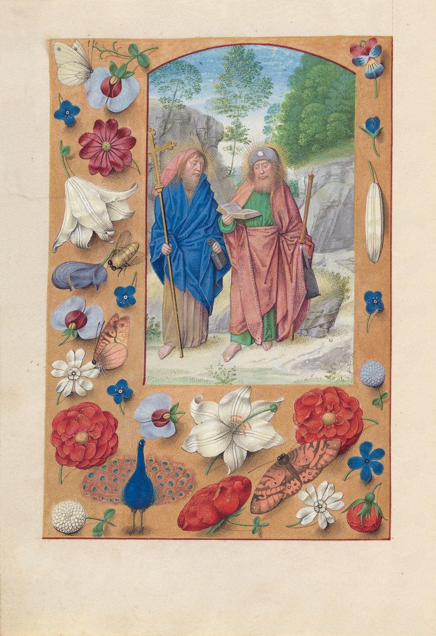 Hours of Queen Isabella the Catholic, Queen of Spain: Fol. 175v, Saints Philip & James by Master of the First Prayerbook of Maximillian