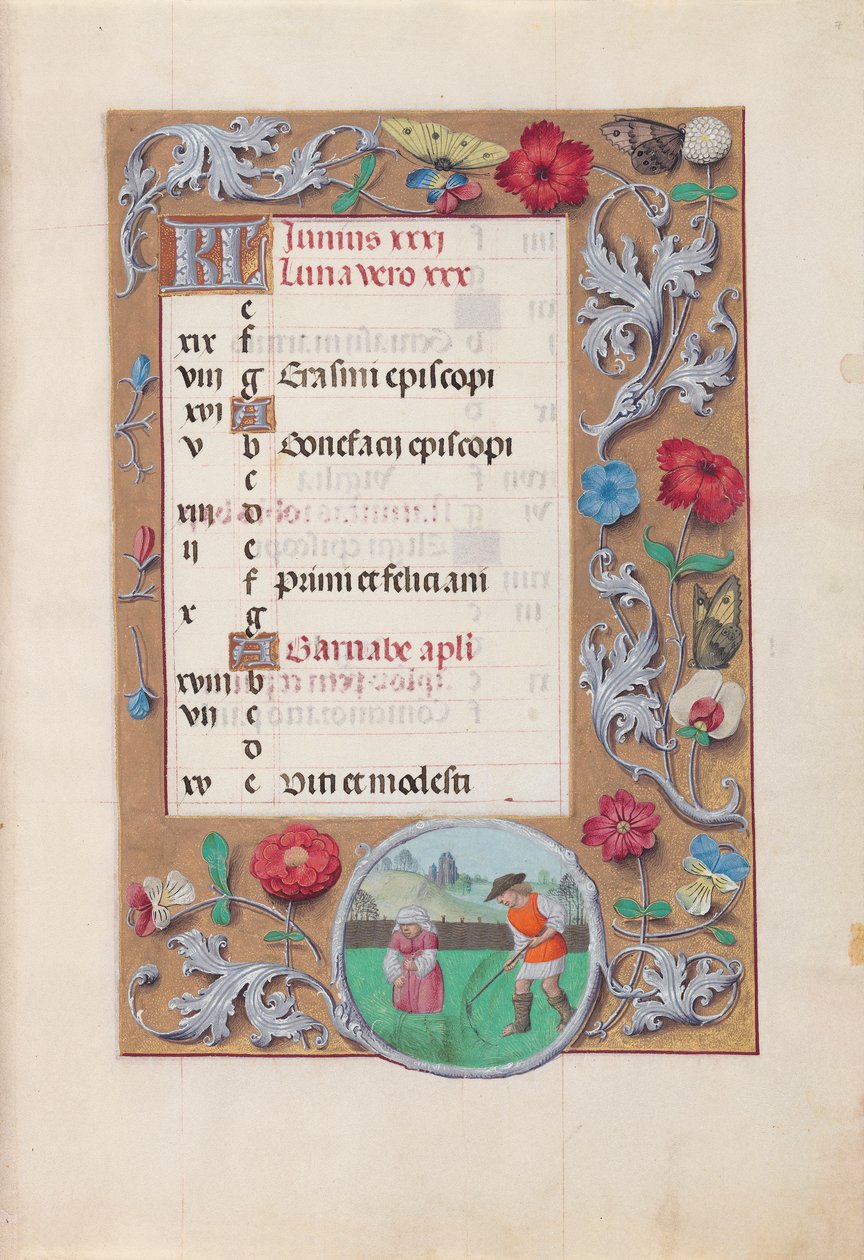 Hours of Queen Isabella the Catholic, Queen of Spain: Fol. 7r, June, c. 1500 by Master of the First Prayerbook of Maximillian