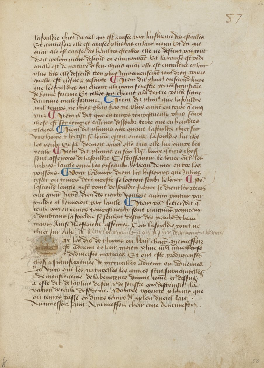 Historiated Initial P: Downpour of Toads, Tree Frogs, and Vermin by Master of the Geneva Boccaccio