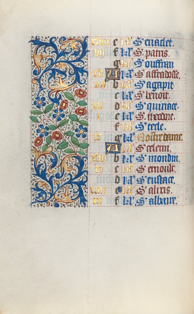Book of Hours Use of Rouen: fol. 3v by Master of the Geneva Latini