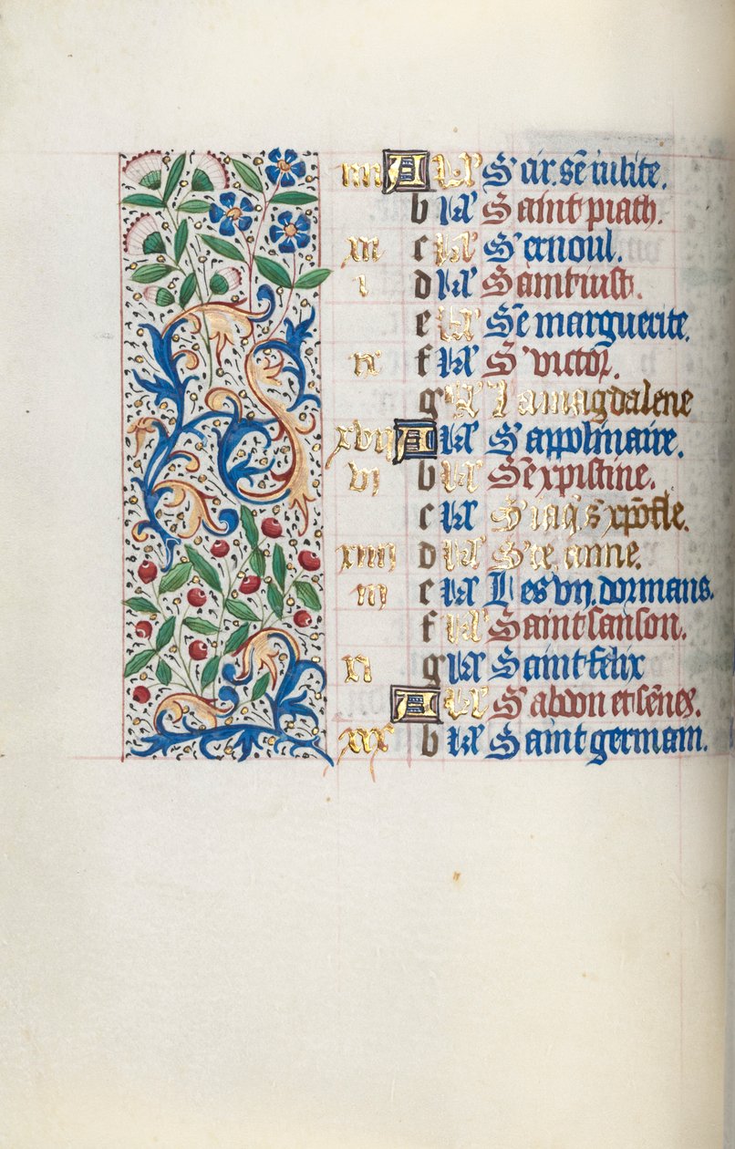 Book of Hours Use of Rouen: fol. 7v by Master of the Geneva Latini