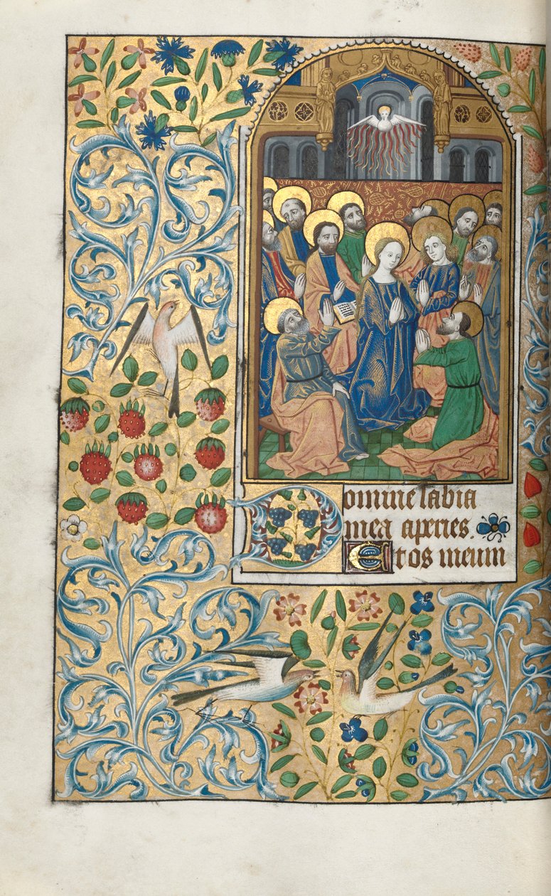Book of Hours Use of Rouen: fol. 99v, Pentecost, c. 1470 by Master of the Geneva Latini
