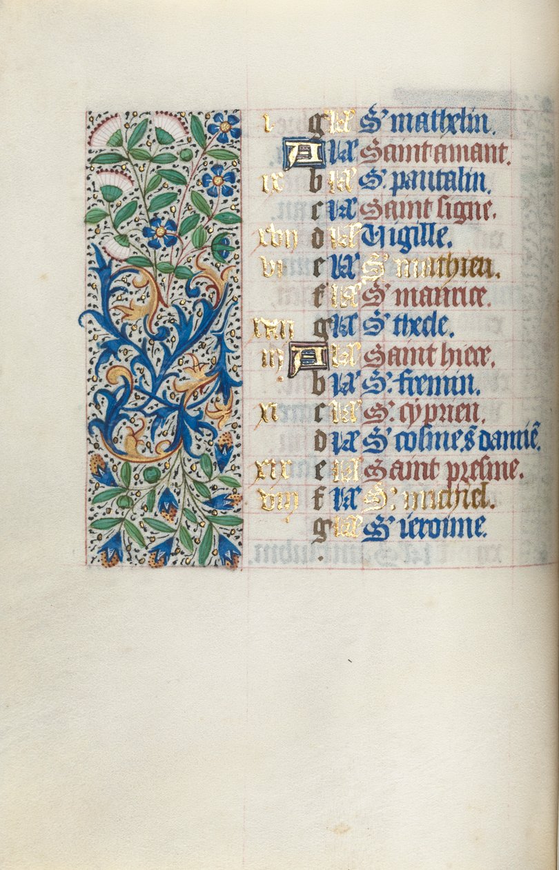 Book of Hours Use of Rouen: fol. 9v by Master of the Geneva Latini