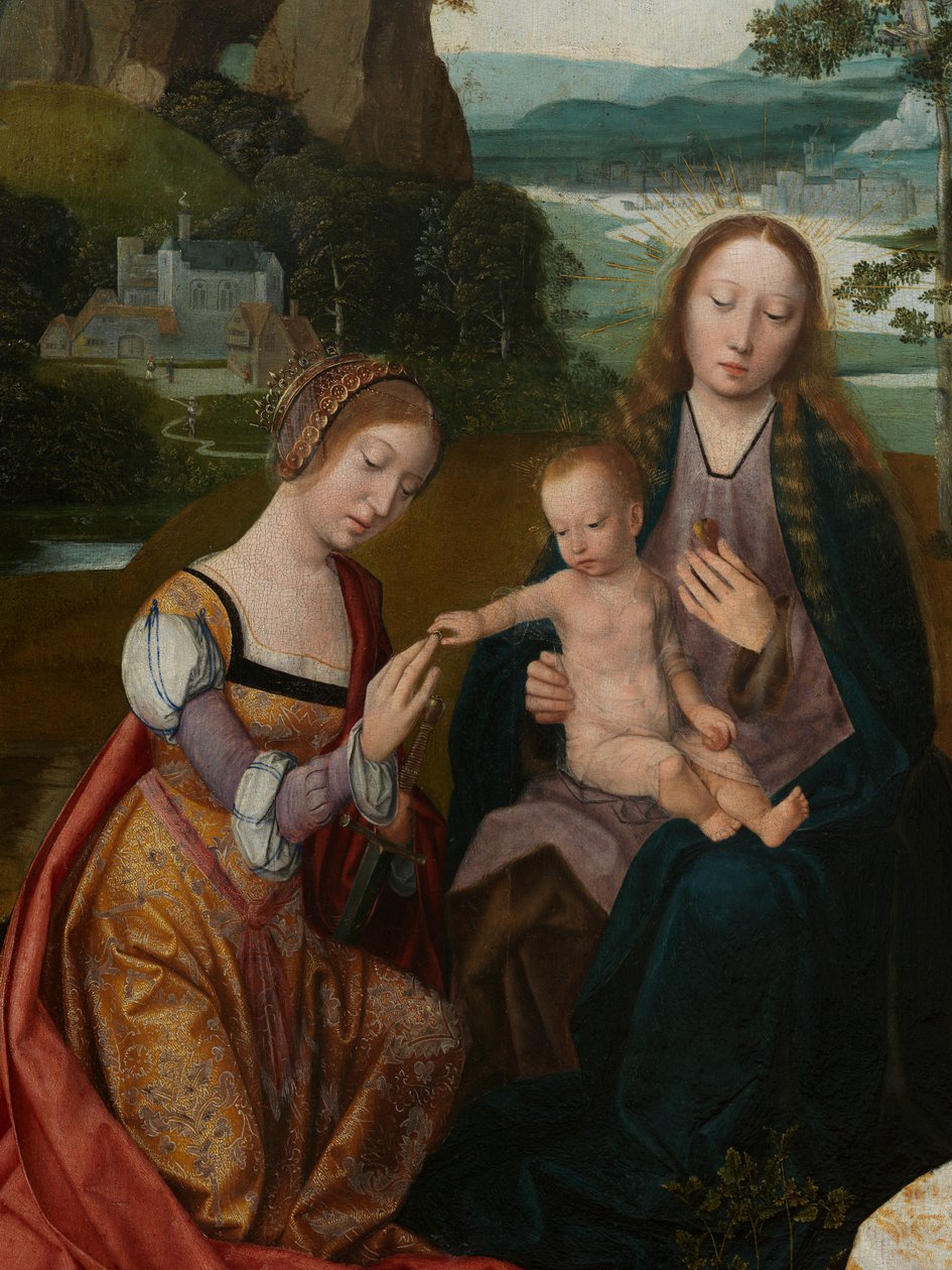 Virgin and Child with St. Catherine and St. Barbara (detail) by Master of the Holy Blood
