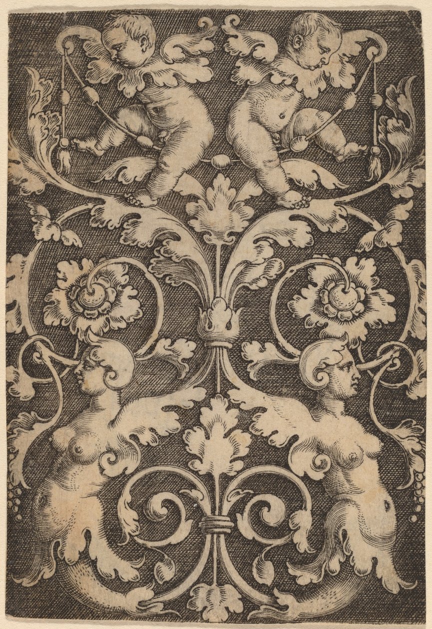 Upright Ornament with Two Sirens by Master of the Horse Heads