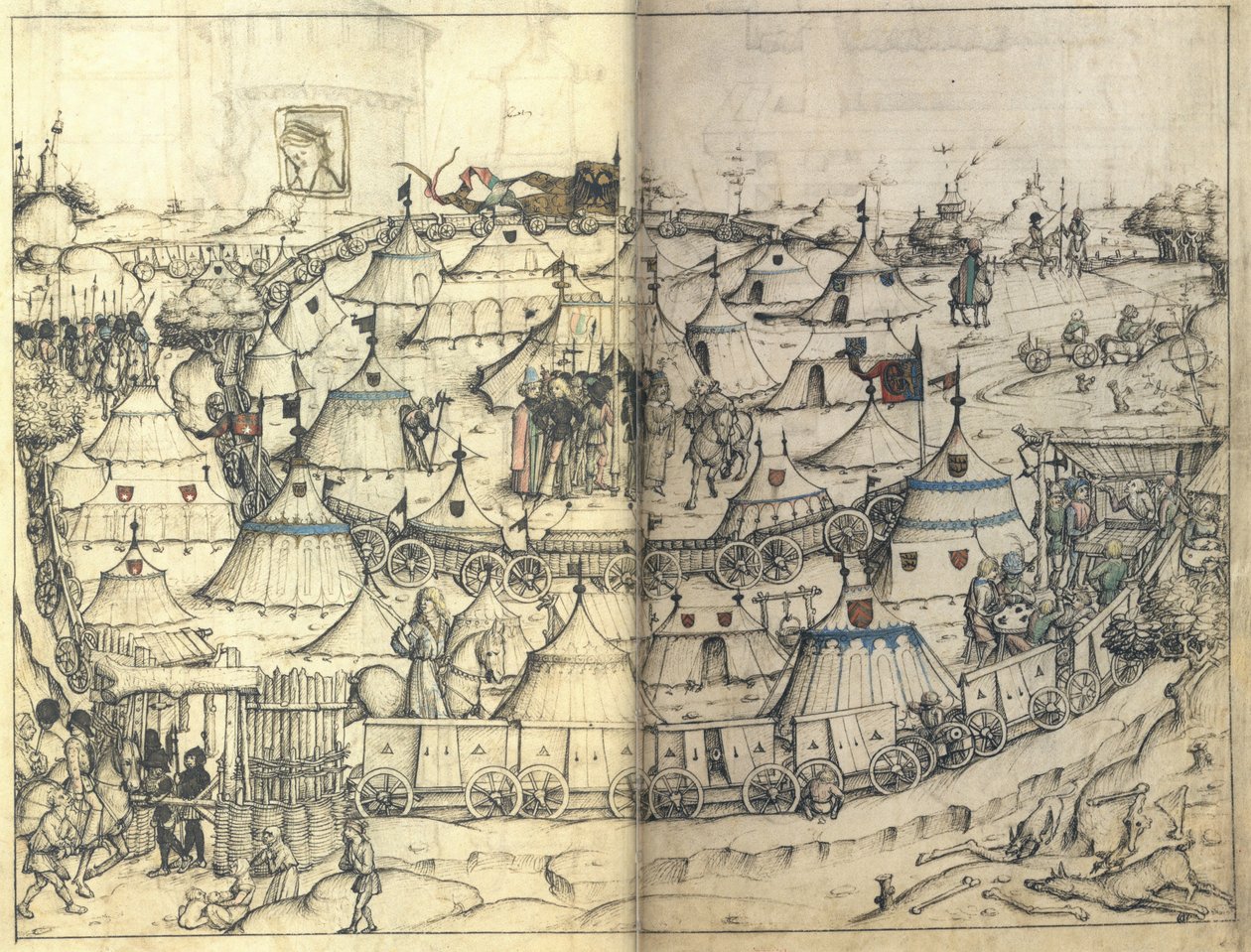 The Wagon Fort from the Medieval Housebook of Wolfegg Castle by Master of the Housebook of Wolfegg