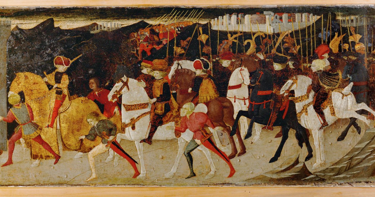 Group of Cavaliers on horseback by Master of the Jarves Chest