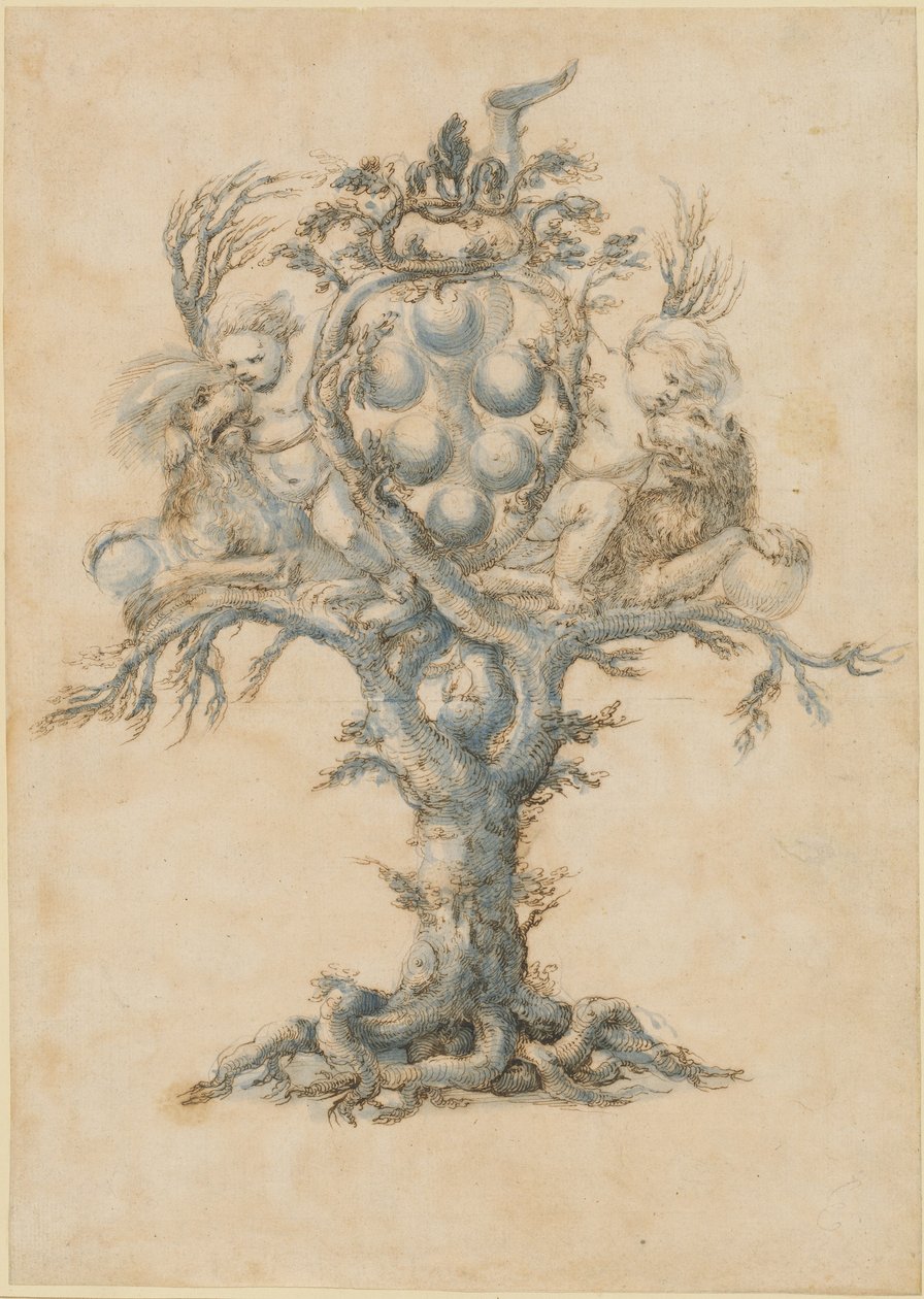 A Wine Decanter with Lions and Putti by Master of the Medici Banquet Decanters