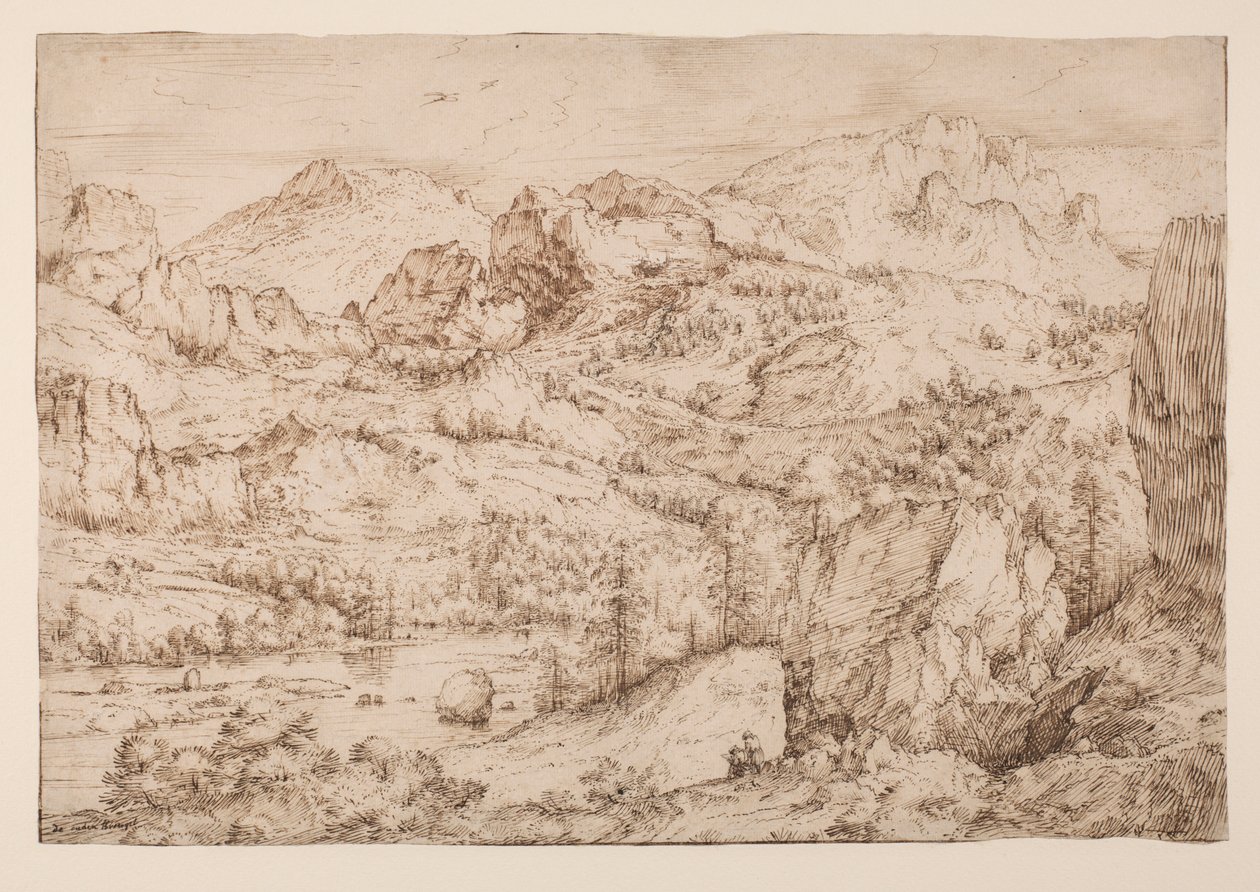Landscape with an Artist Sketching, c.1606-08 by Master of the Mountain Landscapes