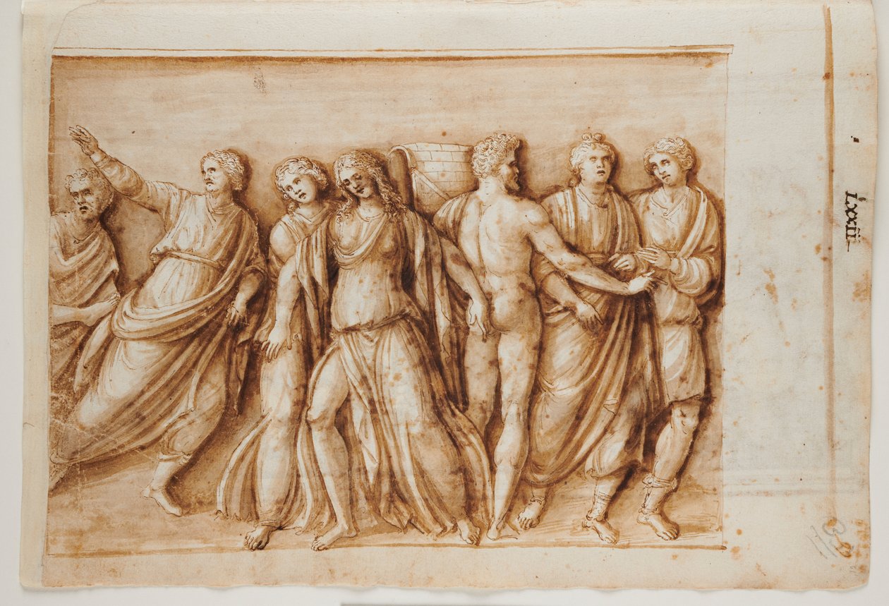 The Return of Meleager from a Roman sarcophagus, Rome, Palazzo Barberini, c.1512-17 by Master of the Oxford Album