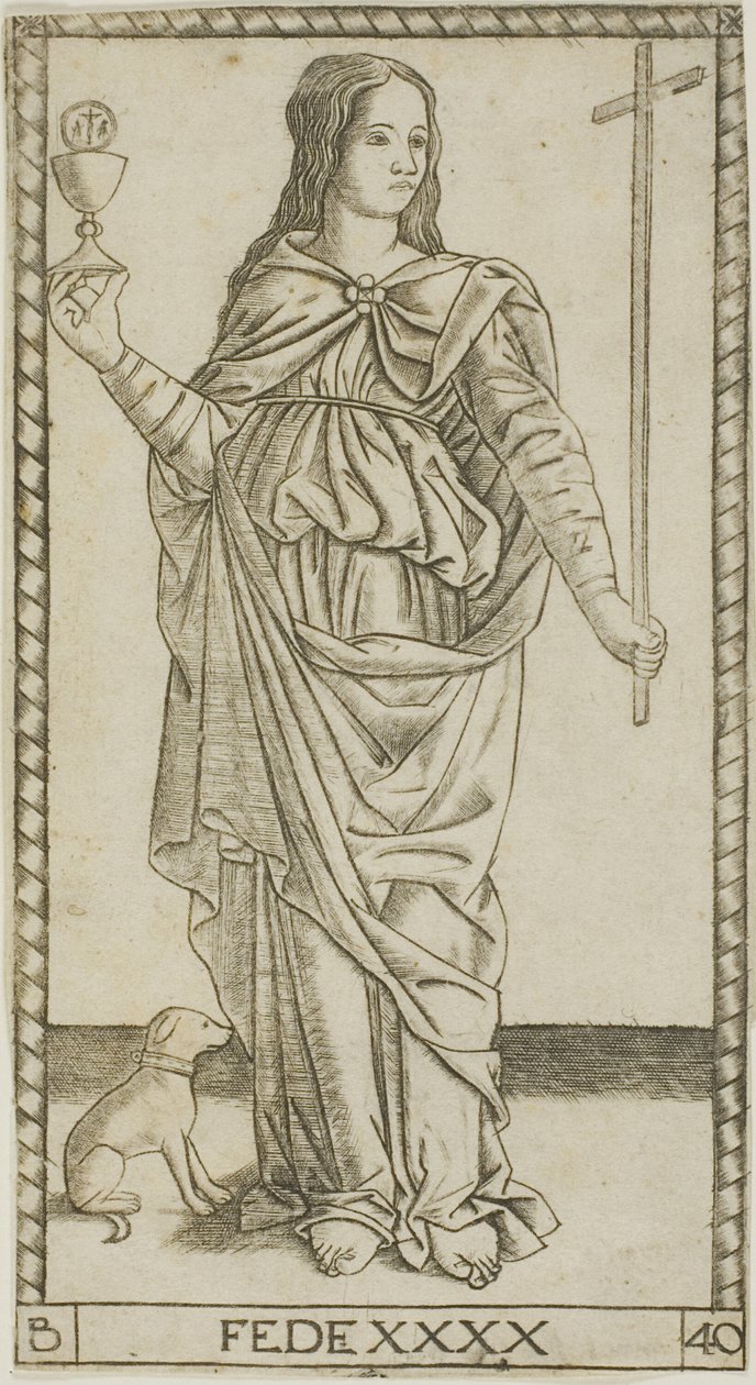 Faith, plate 40 from Genii and Virtues by Master of the S Series Tarocchi