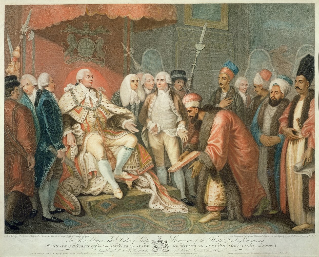 His Majesty and Officers of State Receiving the Turkish Ambassador and Suit by Mather Brown
