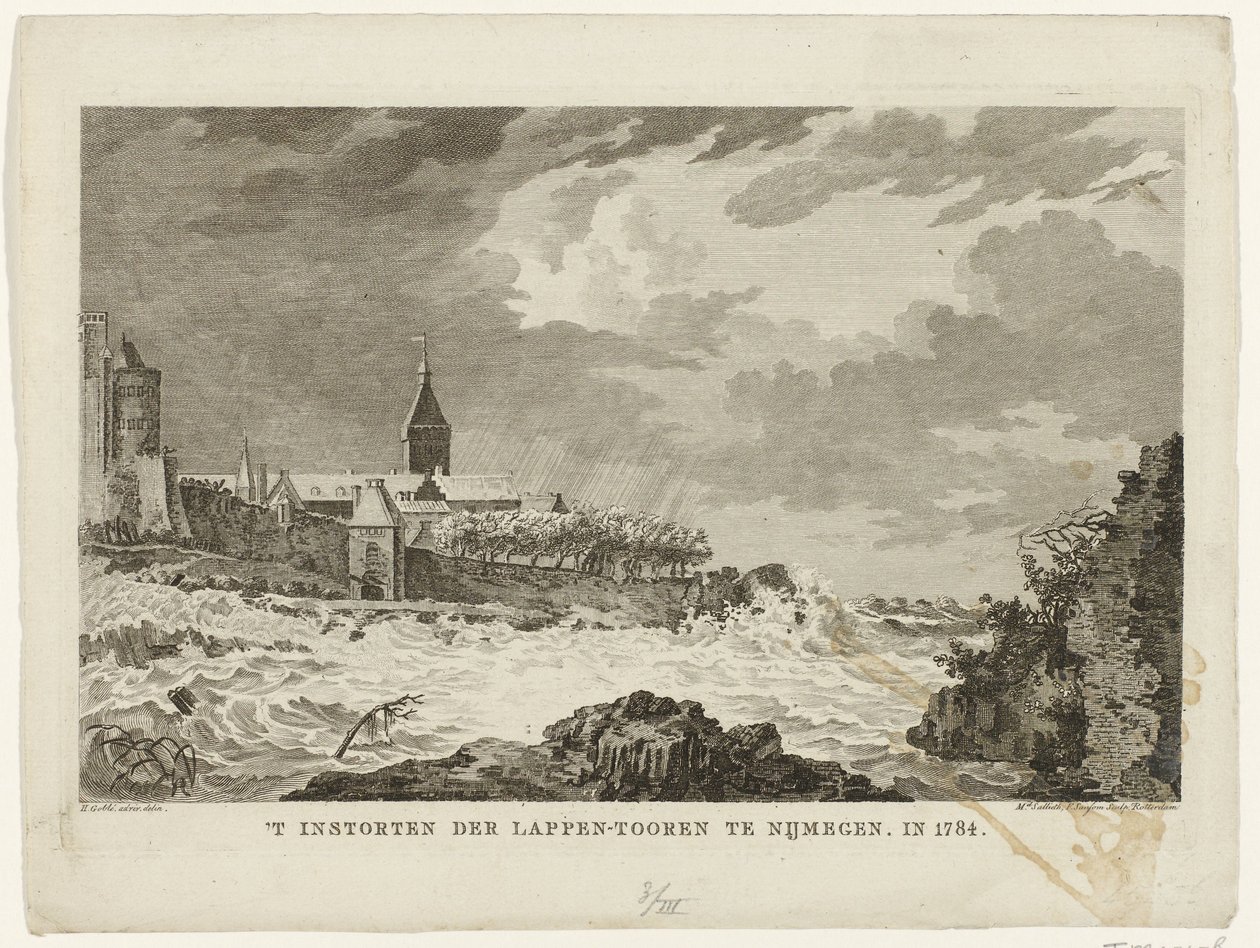 Collapse of the Lappentoren in Nijmegen, 1784 by Mathias de Sallieth