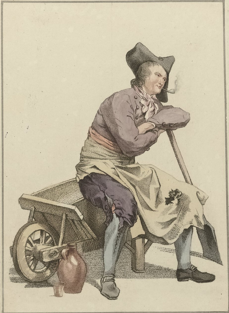 Man Sitting on the Edge of a Wheelbarrow by Mathias de Sallieth