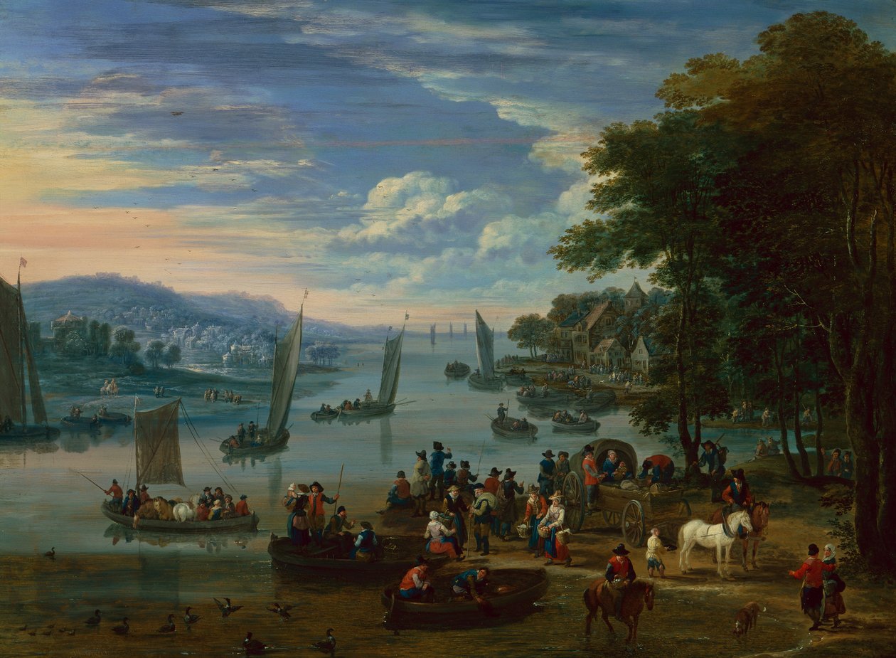 Coastal Scene with Drovers by Mathys Schoevaerdts
