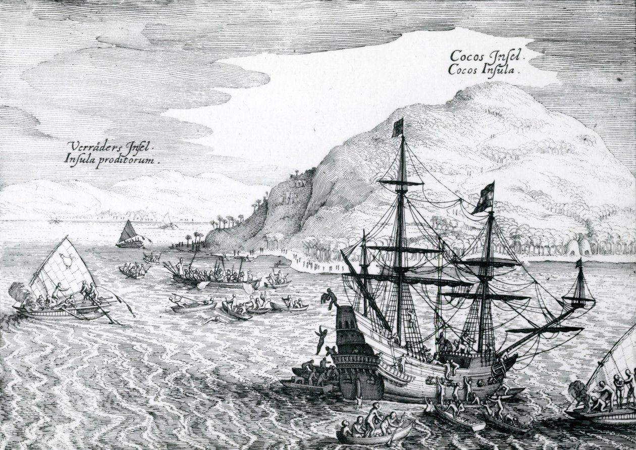View of Cocos Island and Verraders Island, 1655 by Mattaus the Younger Merian