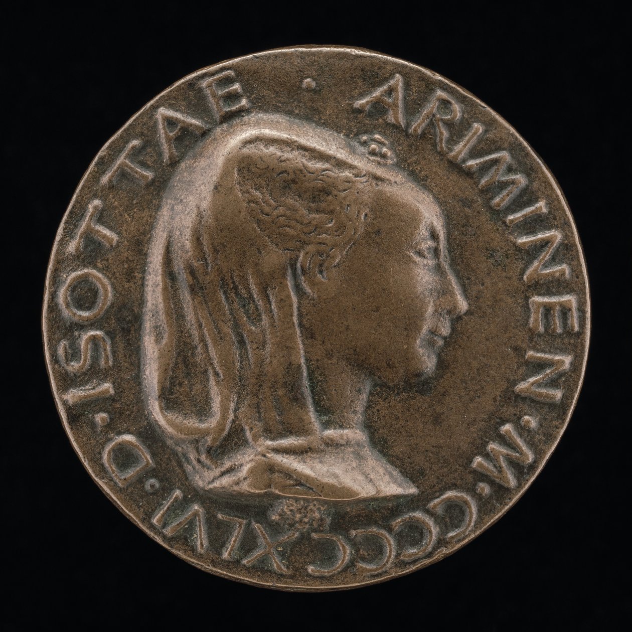 Isotta degli Atti, Mistress then Wife of Sigismondo Malatesta (obverse) by Matteo di Andrea de Pasti