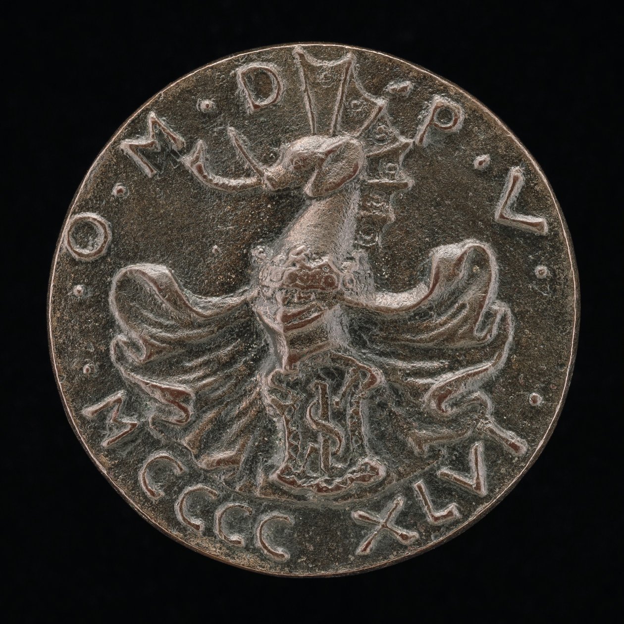Shield, Helmet, Elephant-crest, and Mantling [reverse] by Matteo di Andrea de Pasti