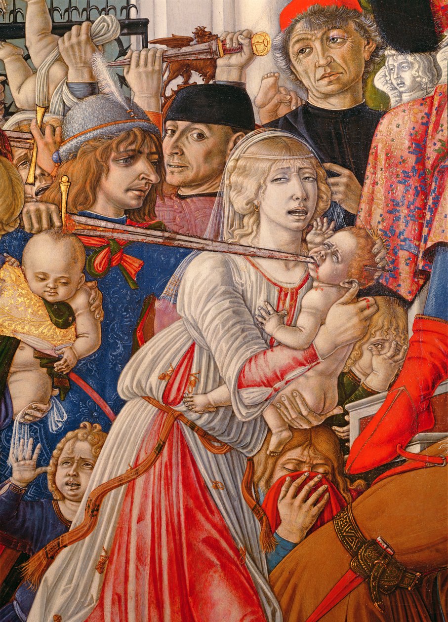 Massacre of the Innocents, Soldier Piercing a Baby with His Sword (detail) by Matteo di Giovanni di Bartolo