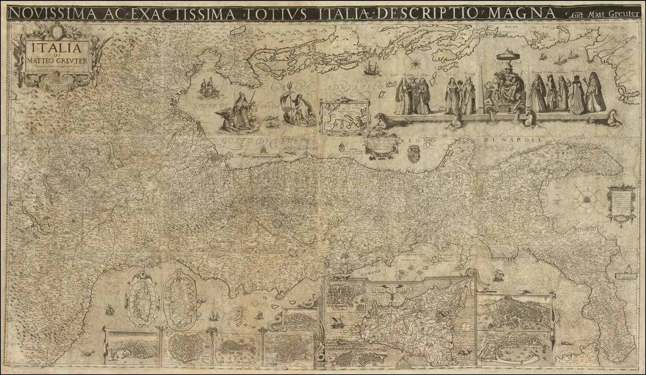 1630 Map of Italy by Matthaeus Greuter, Published in 1657 by Stefano Scolari by Matthaus Greuter