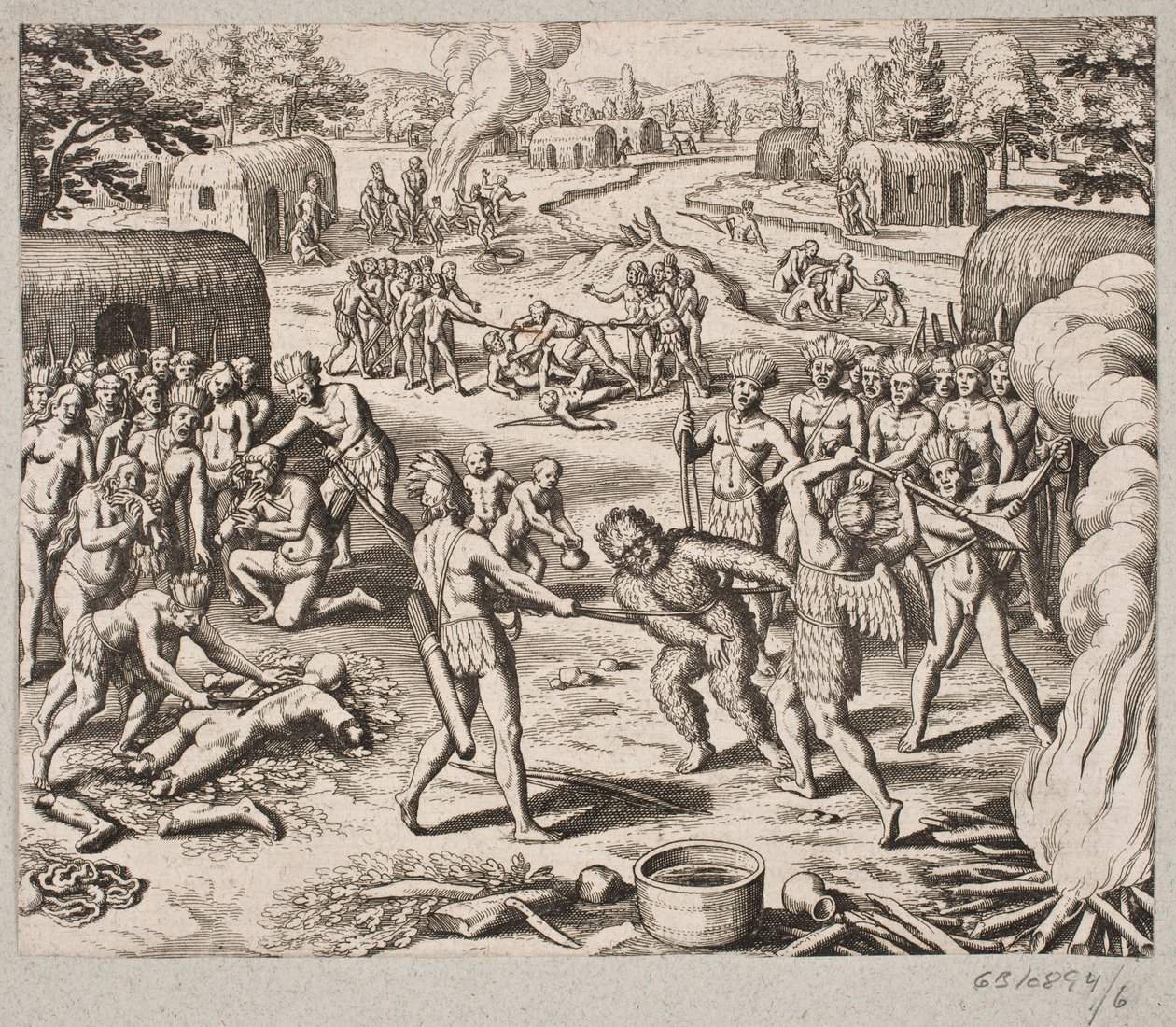 When They Capture One of Their Enemies, They Are Executed and Eaten in a Barbaric and Inhumane Manner by Matthäus Merian d.Æ.