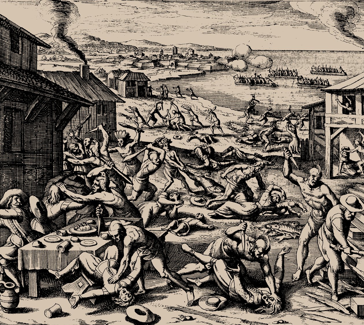 Powhatan Attack on 22 March 1622 by Matthaus the Elder Merian