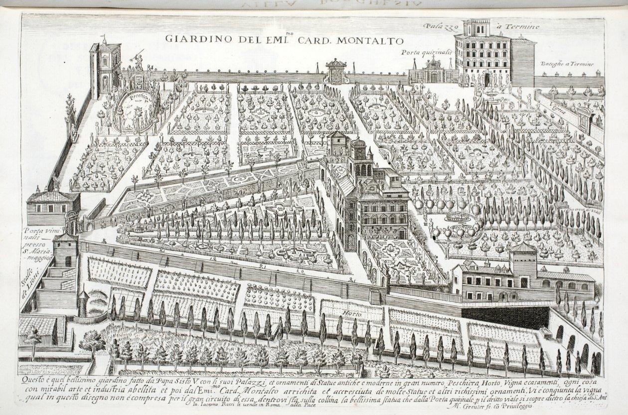 View of the Gardens of Cardinal Montalto by Matthaus Greuter