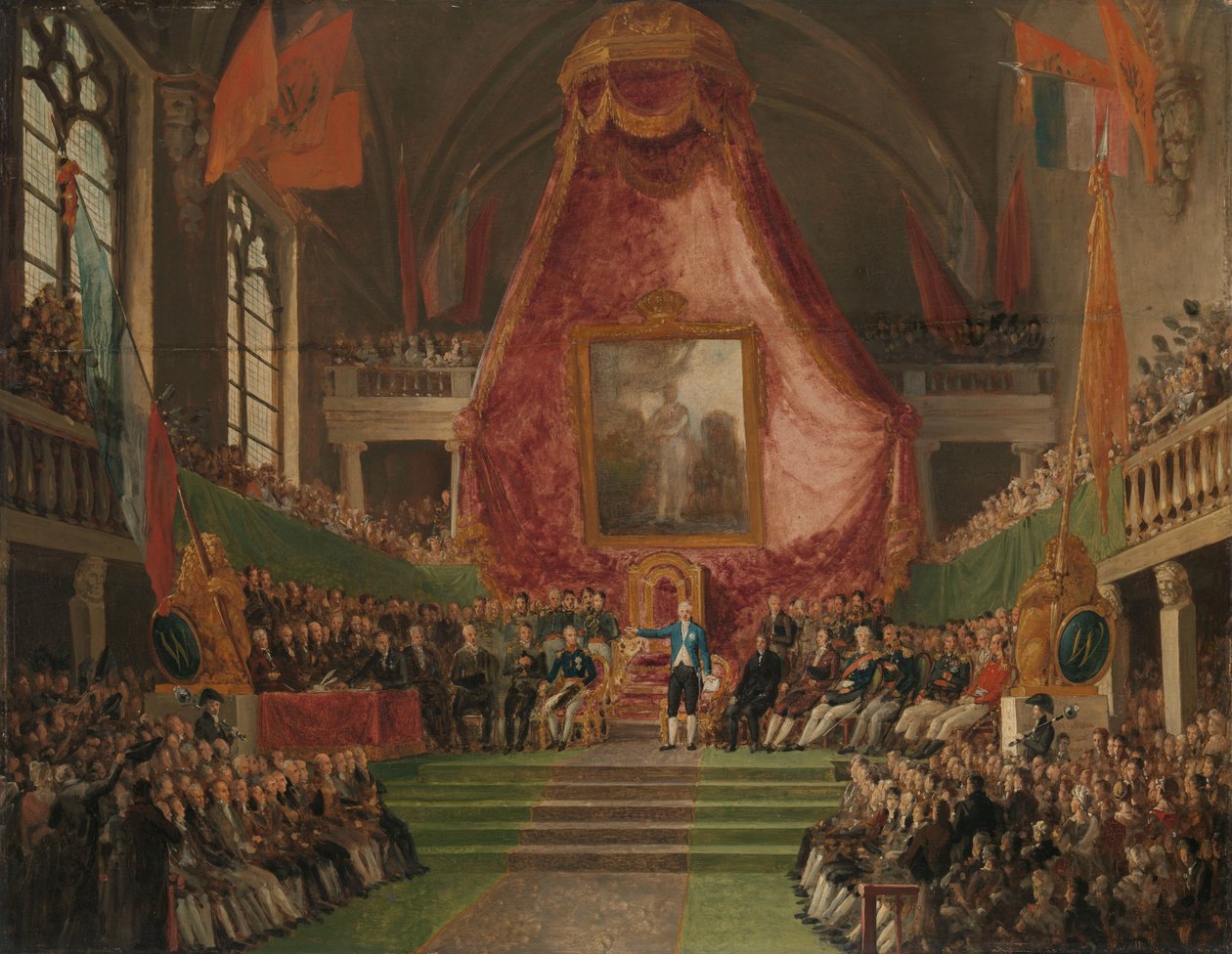 The Solemn Inauguration of University of Ghent by the Prince of Orange in the Throne Room of the Town Hall on 9 October 1817 by Mattheus Ignatius van Bree