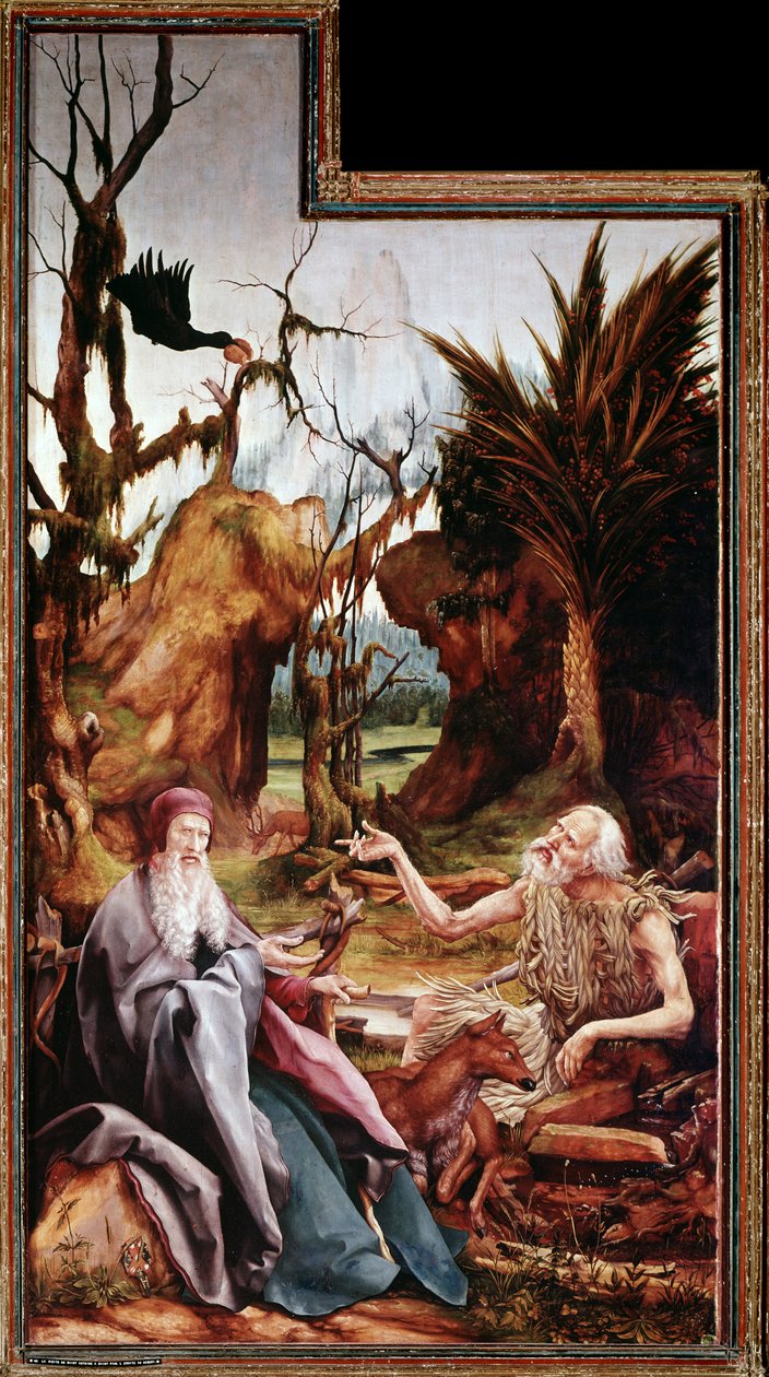 St Anthony the Great and St Paul in the Desert, Altarpiece of Issenheim by Matthias (c.1480 1528) Grunewald
