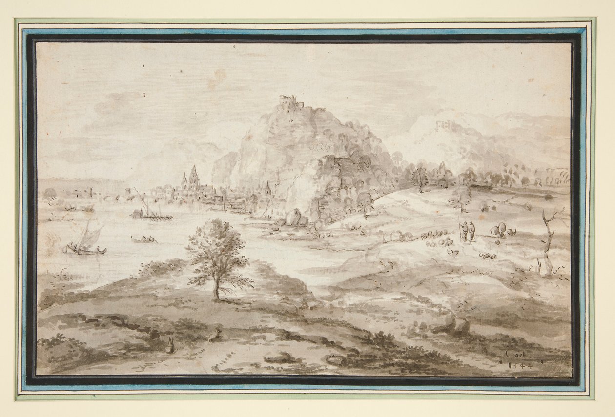 Mountainous Landscape with Harbor and City by Matthys Cock