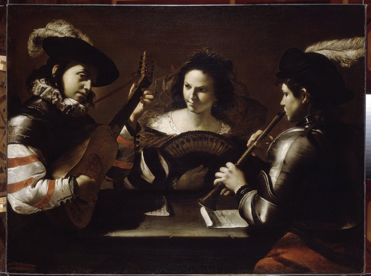 Concert. Peinture de Mattia Preti (1613-1699), huile sur toile, vers 1630. Art italien by Mattia Preti